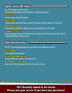 Food Drink Menu Hartford Funny Bone Comedy Club Restaurant Food Drink Menu Hartford Funny Bone Comedy Club Restaurant